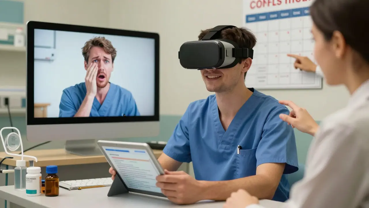 Un residente usa la realtà virtuale per imparare a comunicare sui farmaci generici.