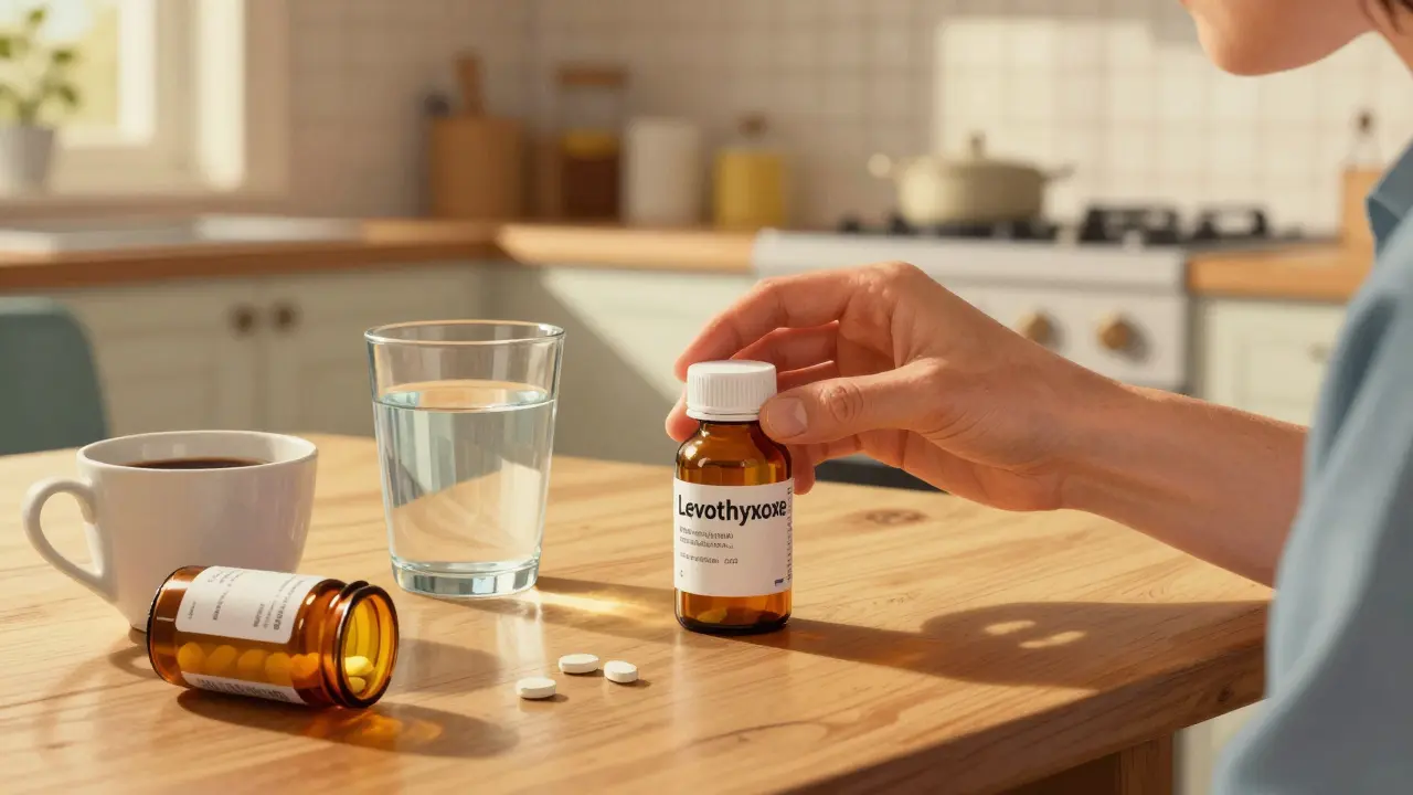 Persona che assume levotiroxina al mattino correttamente prima di colazione
