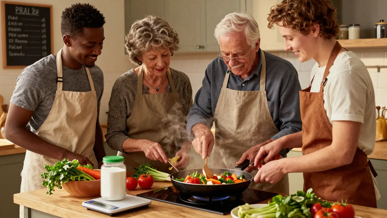 Preparazione di cibo sano con attenzione ai valori nutrizionali