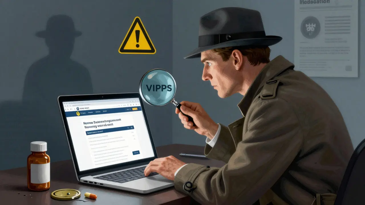 Investigatore che controlla sito web sospetto
